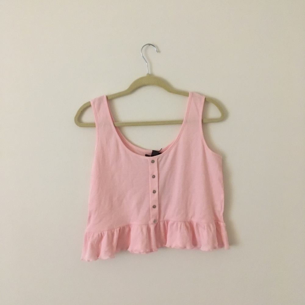Cropped pink button down